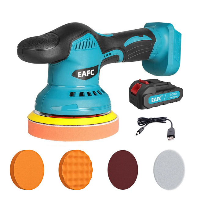 21V kabelloser Auto-Polierer, 5-Zoll Dual-Action-Orbital-Poliermaschine mit 6-Gang-Steuerung für Fahrzeugaufbereitung