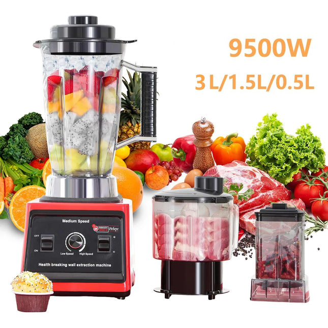 Professional 9500W High-Speed Blender with 3L Stainless Steel Container for Smoothies and Food Prep