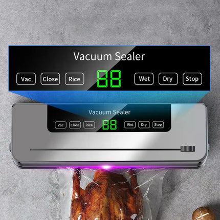 Electric Vacuum Food Sealer Machine with Built-in Cutter for Wet and Dry Food Storage 120W ABS Design