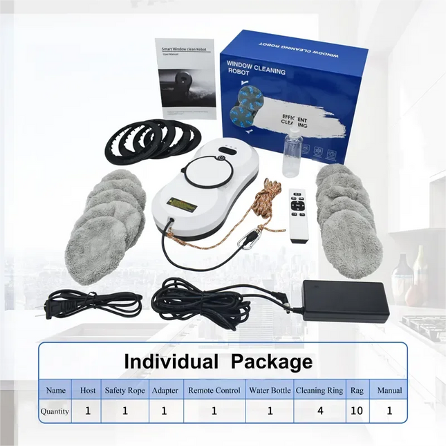 Electric Window Cleaning Robot with 5600Pa Suction, Water Spray and UPS Power Failure Protection