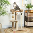 86cm Three-Tier Cat Tree Scratching Post with Toy Ball and Plush Platform for Cats Up To 7kg Coffee