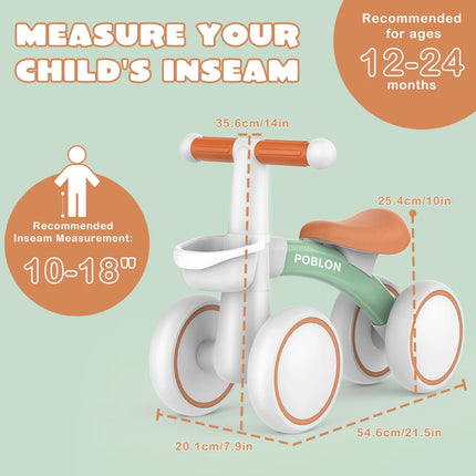 4-Wheel Toddler Balance Bike with 135 Degree Safety Steering for Indoor and Outdoor Learning Fun