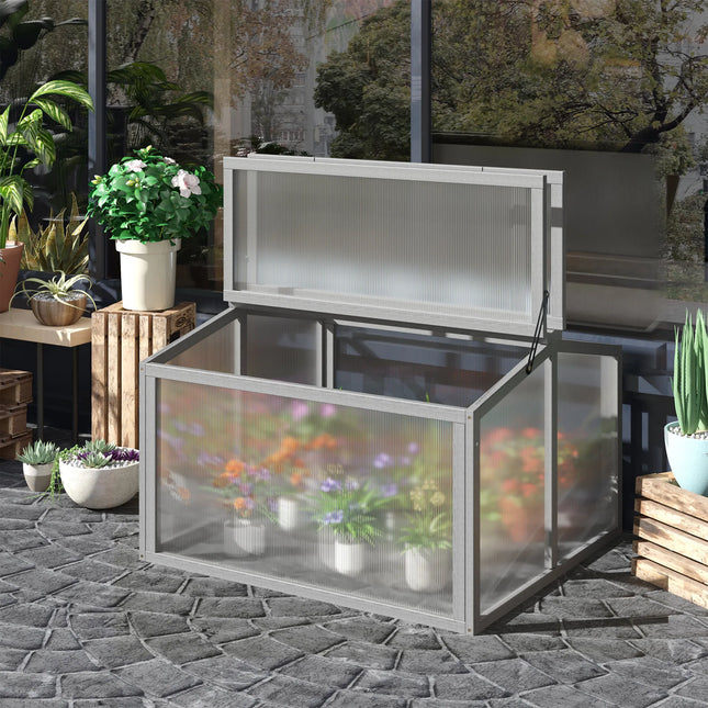 Mini Wooden Cold Frame Greenhouse With Polycarbonate Panels For Plant Protection And Garden Growth