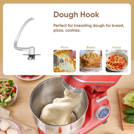 Impastatrice da Cucina Elettrica 1200W con Schermo OLED, 11 Velocità, Testa Inclinabile, Gancio per Impasto, Frusta