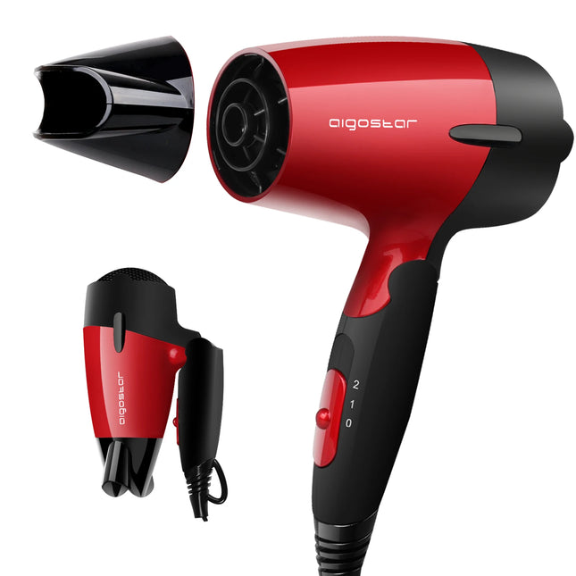 Aigostar Linda 1500W Dual Voltage Travel Hair Dryer with Folding Handle and Anionic Care Technology