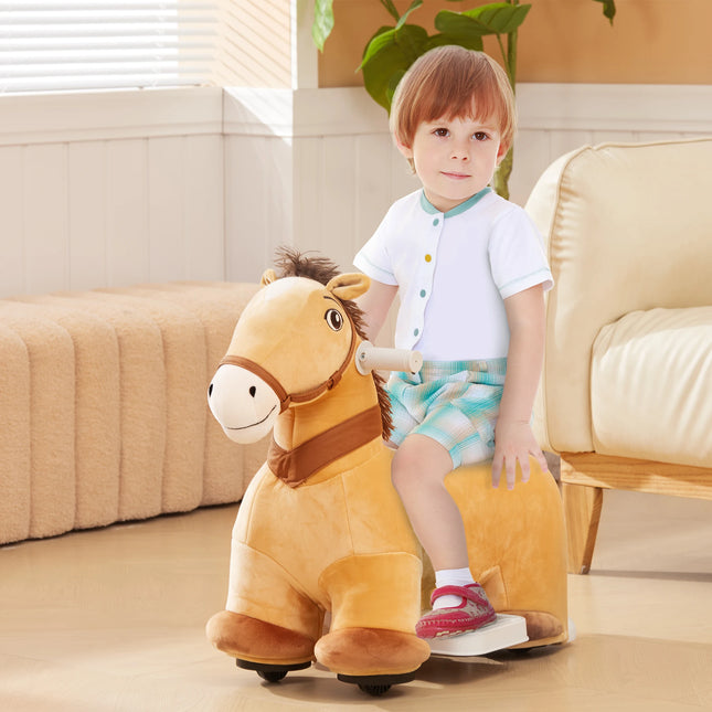 Electric Horse Ride-On Toy for Kids 3-6 Years Old with Music and Padded Seat 6V Battery Powered Car