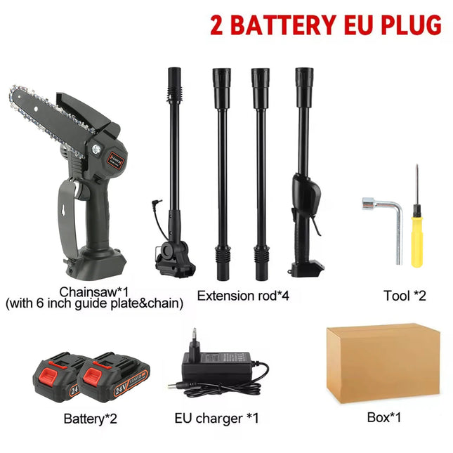 3500W Cordless Pole Chainsaw 2-in-1 Extendable Garden Tree Pruner with Dual Batteries 130-225cm Reach