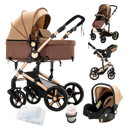 2-in-1 klappbarer Baby-Kinderwagen und Autositz-Set für Neugeborene und Kleinkinder, leichter Reise-Kinderwagen