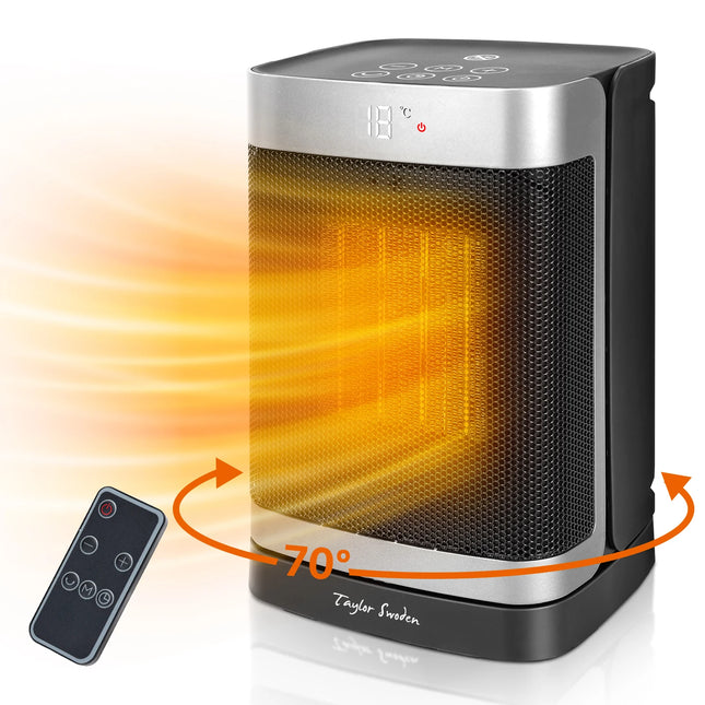 Portable Electric Convector Heater with Remote Control, 24-Hour Timer and 70 Degree Oscillation Function