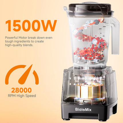 1500W professioneller Mixer mit 2,6L Tritan-Krug, 6 Klingen und 7 voreingestellten Programmen für Smoothies und Getränke