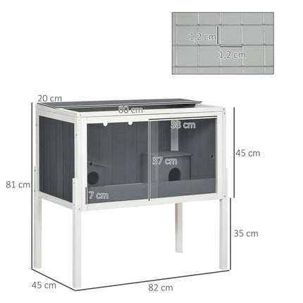 Grande cage en bois pour hamster avec deux huttes et portes coulissantes en acrylique pour petits rongeurs et habitats