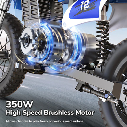 Kids Electric Motorcycle with 350W Motor 36V 5.2Ah Battery 22km Range 3 Speed Settings Shock Absorbers