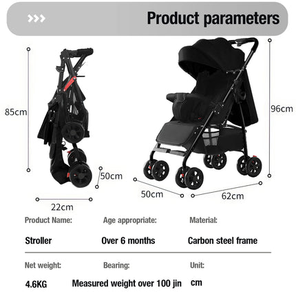 2-in-1 klappbarer Baby-Kinderwagen und Autositz-Set für Neugeborene und Kleinkinder, leichter Reise-Kinderwagen