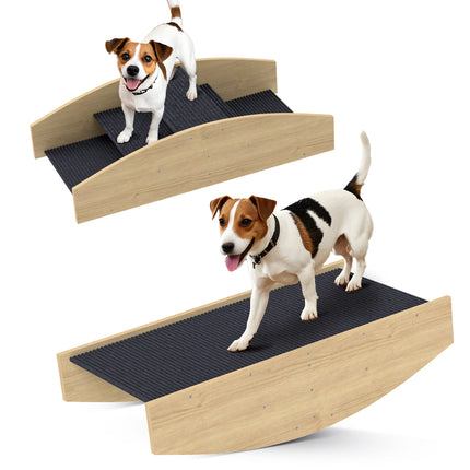 2-in-1 Holz-Agility-Wippe für Hunde, Schaukelrampe für kleine und mittelgroße Hunde, Training und Spielspaß