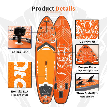 Paddle gonflable debout 11,5 pieds Large SUP stable pour sports nautiques, aventure et voyage