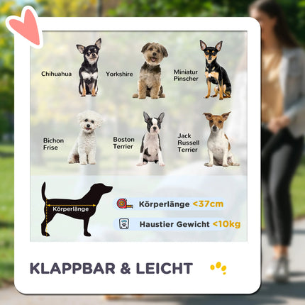 Passeggino 2-in-1 per Animali con Borsa Trasportino Rimovibile, Freni di Sicurezza e Rete Traspirante in Blu Scuro