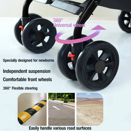 2-in-1 klappbarer Baby-Kinderwagen und Autositz-Set für Neugeborene und Kleinkinder, leichter Reise-Kinderwagen