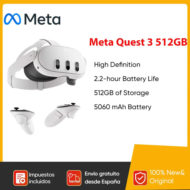 Meta Quest 3 VR Headset 512GB Storage High Definition 4K Infinite Display 2.2 Hour Battery Life Gaming