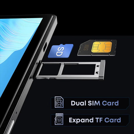 10.1 Inch Tablet Android 14, 4GB RAM 128GB ROM, Unisoc T606, 7000mAh Battery, 4G LTE, IPS Display