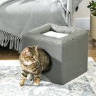 2-stöckiges Kunststoff-Katzenhöhlenhaus mit weichem Kissen und zwei Beobachtungsbereichen für den Komfort von Wohnungstieren