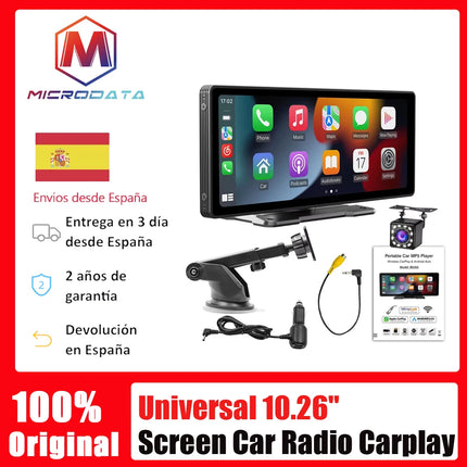 10.26 Inch Portable Wireless Carplay Screen with 12LED Backup Camera for Apple and Android Auto