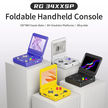 Consola de juegos portátil plegable con pantalla IPS de 3.4 pulgadas, emulador retro de 64GB, más de 5000 juegos y salida HDMI