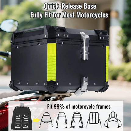65L Aluminum Alloy Motorcycle Top Box Waterproof Tail Box Universal Luggage Storage Case for Touring