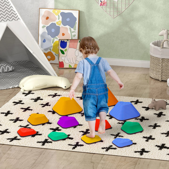 11-Piece Kids Balance Stepping Stones Set, Non-Slip Heart-Shaped Stones for Indoor and Outdoor Play