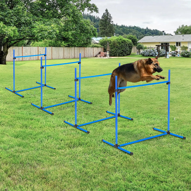 Adjustable 4 Piece Dog Agility Hurdle Set Durable Plastic Jump Bars For Outdoor Pet Training Exercises