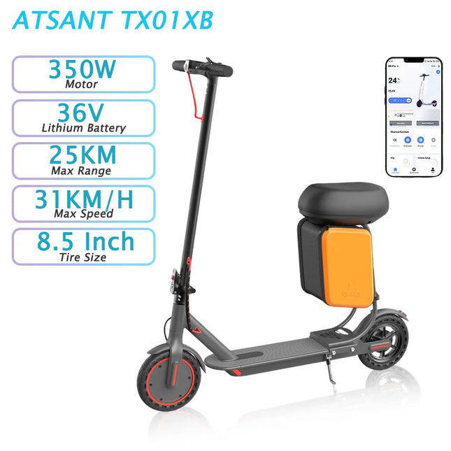 Foldable Adult Electric Scooter with Storage Box, 350W Motor, 36V Battery, 25km Range, 31km/h Speed