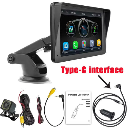 10.26 Inch Portable Wireless Carplay Screen with 12LED Backup Camera for Apple and Android Auto