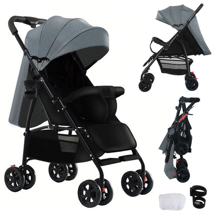 2-in-1 klappbarer Baby-Kinderwagen und Autositz-Set für Neugeborene und Kleinkinder, leichter Reise-Kinderwagen