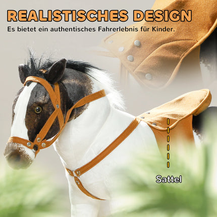 48cm Height Riding Horse Toy With Realistic Sound Functions Sturdy Metal Frame For Kids Aged 3-6 Years