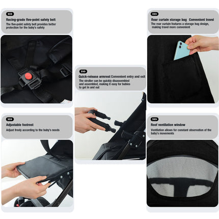 2-in-1 klappbarer Baby-Kinderwagen und Autositz-Set für Neugeborene und Kleinkinder, leichter Reise-Kinderwagen