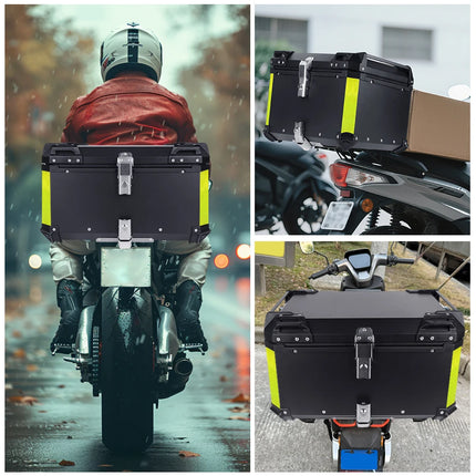 65L Aluminum Alloy Motorcycle Top Box Waterproof Tail Box Universal Luggage Storage Case for Touring