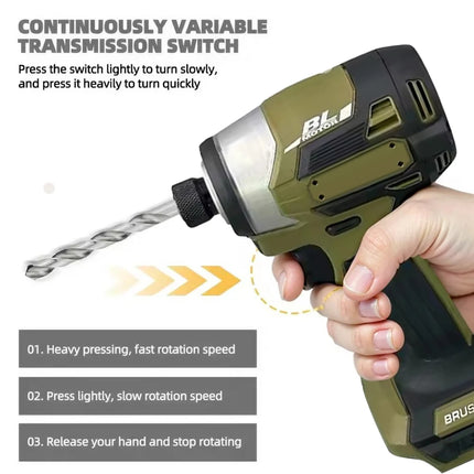 21V Cordless Brushless Impact Wrench and Screwdriver Set with LED Light for Car Repair and Home DIY